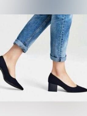 Zara Navy Suede Heels